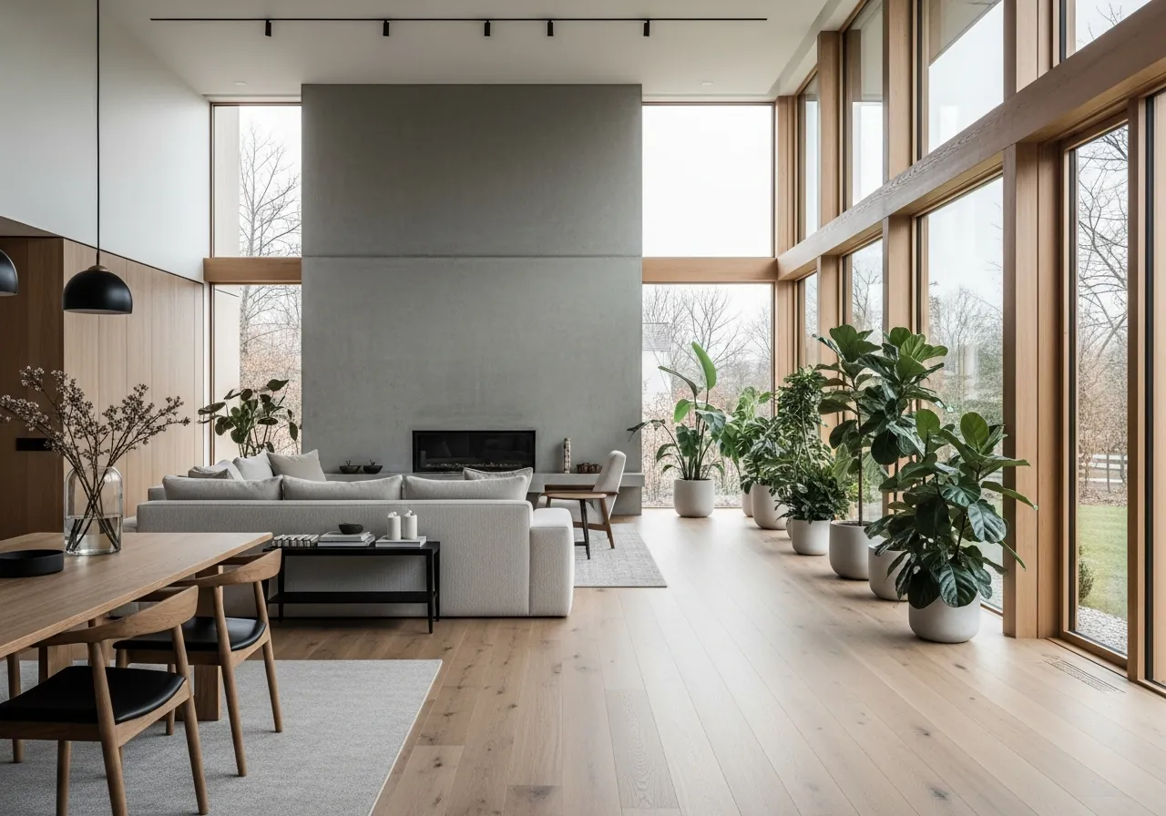 Bright, comfortable interior of an energy-efficient home